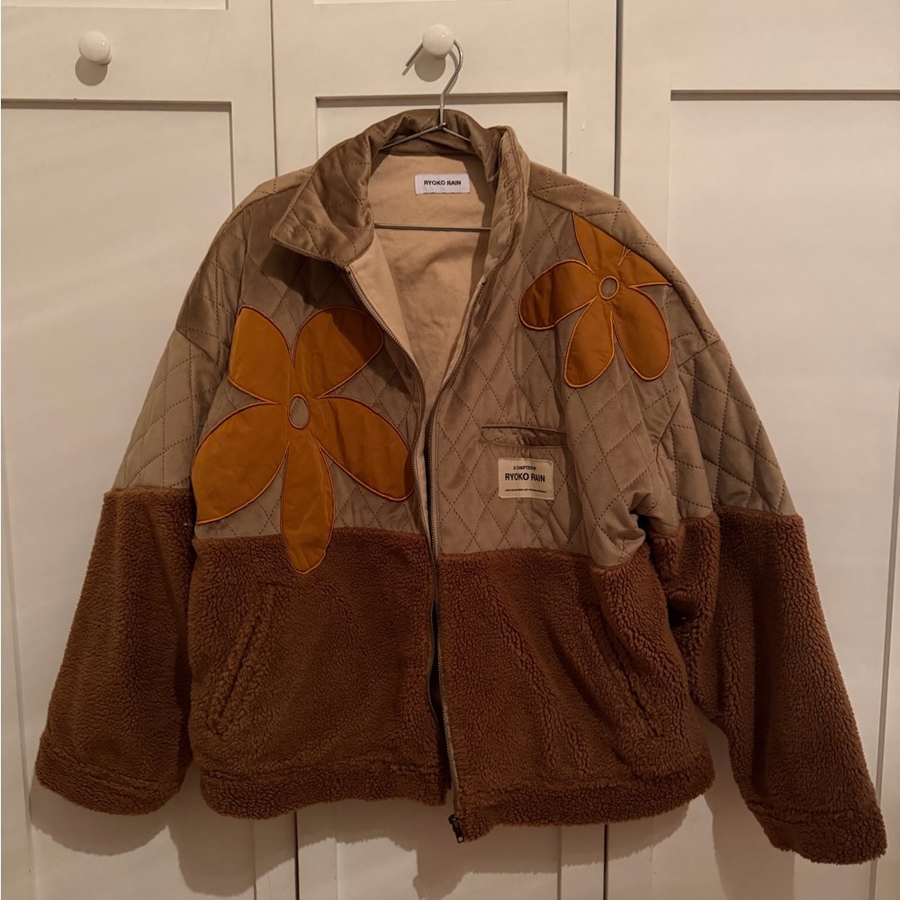 Ryoko Rain 70s Quilted fur floral jacket